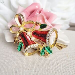 Christmas bell brooch